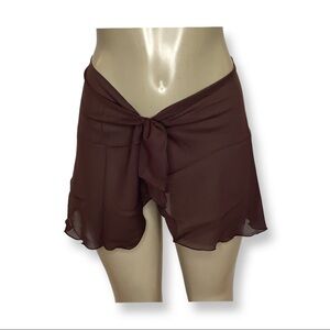 Zuliana Brown Short Sarong Tie Cover Up Skirt. Made in USA. New With Tags.